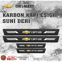 Captiva Uyumlu Deri Karbon Kapı Eşiği Koruyucu Bant 4 Adet