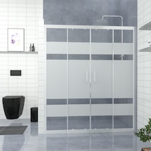 Tekno Duş Silver Castor 6mm Kumlamalı Cam Orta Açılır 2 Sabit 2 Açılır İki Duvar Arası Duşakabin Diğer