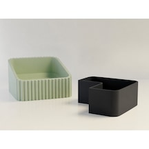 Bezos 3d Baskı Fıstık Kasesi - Çift Hazneli Kabuk Ayırıcı Sunum Kasesi - Mint Siyah Bezos1