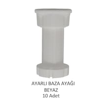 Ayarlanabilir Plastik Baza Ayağı 10-15 Cm, Beyaz, Çok Amaçlı Dolap Ayağı 10 Adet Beyaz