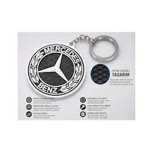 Mercedes-benz Petek Desenli Anahtarlık Beyaz Ve Siyah
