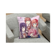 Doki Doki Literature Club Desenli Kare Yastık Kılıfı Çok Renkli