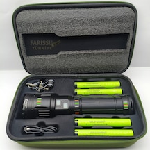 Or-g600 6000 Lümen Zoomlu Şarjlı El Feneri 4 6000 Mah Pil 3 Km Menzil Powerbank Özellikli Siyah
