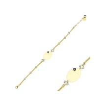 Plaka Altın Bileklik Oval 14K Gold Dorikalı Isim Yazılır Sarı Altın