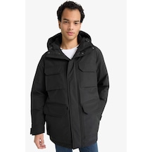Defacto Su İtici Regular Fit Kapüşonlu Çift Cepli Fermuarlı Çıtçıtlı Mont F5701ax25wnbk27 Siyah-bk27