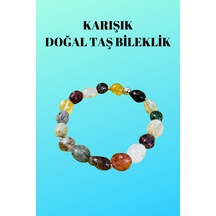 Gümüştel El Sanatları Sertifikalı Karışık Doğal Taş Şekilsiz Tımbıl Bileklik Aaa Kalite Sürpriz Hediyeli Çok Renkli