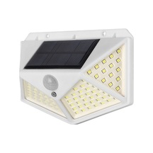 Güneş Enerjili Dört Yönlü Aydınlatma Duvar Lambası, 100 Led İnsan Algılama, 3 Çalışma Modu, Dış Mekan Bahçe Işığı Beyaz 1 Adet Beyaz Beyaz