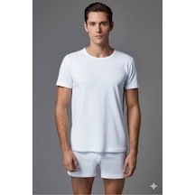 Eros Erkek %100 Pamuk O Yaka Kısa Kollu 2'li T-shirt Atlet - Beyaz
