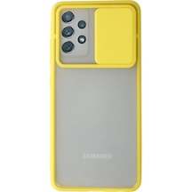 Mey İthalat Samsung Uyumlu Galaxy A52 Kılıf Palm Buzlu Kamera Sürgülü Silikon - Sarı