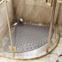 Mainshop Duş Paspası Kaymaz Banyo Paspası Duş Vantuzlu Gider Delikli 54x54 Cm M-163 Gri