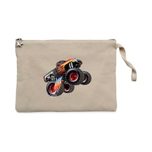 Cartoon Monster Truck Krem Clutch Astarlı Cüzdan / El Çantası Krem