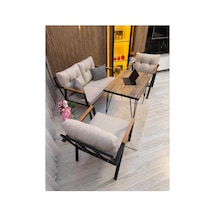 Houseart Balkon ,bahçe , Teras , Cafe ,salon , Metal Kanepe , Metal Kanepe Koltuk ,oturma Takımı 2-1-1 Masalı Takım Krem