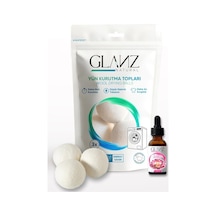 Glanz 3 Adet Yün Keçe Çamaşır Kurutma Topu 7 - 8 Cm + 30ml Esans Koku Hediye - Doğal Ürün Açık Bej