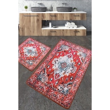 Authentic Banyo Halısı Djt 2 Li Set Banyo Halısı Paspas Yıkanabilir Kaymaz Çok Renkli