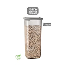 1 Adet Kapaklı Kare Saklama Kabı - Hava Almaz Erzak Gıda Un Şeker Bakliyat Kabı 1700 Ml Antrasit Gri