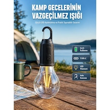 Şarjlı Aydınlatma Ampul Tasarımlı Ambians Işık Askılı Kamp Lambası Düz Renkli