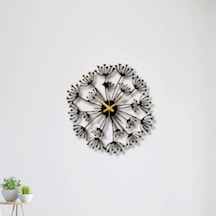 Metal Duvar Saati Karahindiba Temalıdekoratif Saat Siyah-46 X 46