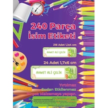 Okul Etiketi, Kalem Defter Etiketi, Şirin Dinazor Etiketi - 240 Adet Folyo Sticker Çok Renkli