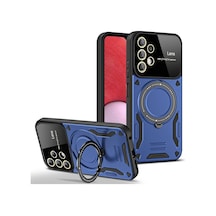 Samsung Uyumlu Galaxy A32 Kılıf Tam Koruma Sağlayan Manyetik Standlı Tank Silikon Kapak Ryc/joy Lens Lacivert