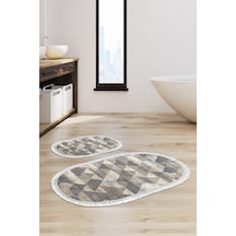 Eko Trend Djt 2 Li Yıkanabilir Kaymaz Taban Oval Banyo Paspas Klozet Takımı 661 Iskandinav Bej