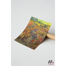 Van Gogh Kırmızı Bağ, Çerçevesiz Yüksek Kalite Duvar Afişi - Sanatsever Hediyesi