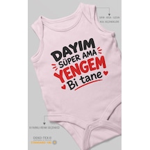 Morivokids Dayım Süper Ama Yengem Bi Tane Sıfır Kollu Bebek Zıbını %100 Pamuk Bebe Pembe