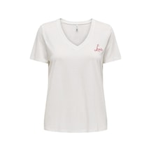 Only Onlnew Belle S/s Love V-neck Top Box Jrs Beyaz