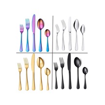 Shineyee 410 Paslanmaz Çelik Gümüşleme Yemek Ütensili Seti, Siyah 5'li Paket, Akşam Yemeği Bıçağı Kaşık Çatal, Dayanıklı Ve Zırhlı, Hediye İçin Uygun Diğer