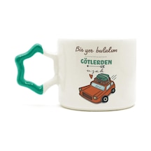 Bir Yer Bulalım Götlerden Uzak Baskılı Yeşil Kulplu Yıldız Kupa