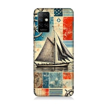 İnfinix Note 8i Uyumlu Retro Gemili Harita Deseni Desenli Silikon Kılıf Çok Renkli