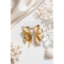 316l Çelik Gold Renk Lotus Yaprak Model Kadın Küpe Çok Renkli