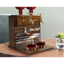 Bk Gift Kişiye Özel Kabartma İsimli Ve Tarihli Çift Musluklu Doğal Ahşap İçki Standı-16, İçki Standı, Doğum Günü Hediyesi, Ev Hediyesi Bitmeyen136386