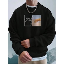Startmore Adrift Manfinity Homme Hand Print Drop Shoulder Sweatshirt Beyaz Siyah