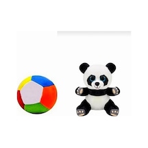 Peluş Küçük Yavru Panda Ayı 15 Cm Cm Ve Peluş Top 12 Cm - 2 Ürün 1 Arada Oyuncak Beyaz