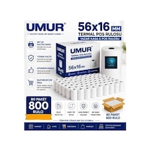 56x16 Yazarkasa Termal Pos Rulosu Net Baskı Yüksek Kalite Pos Cihazlarına Uyumlu 80 Paket 800 Adet