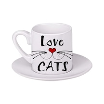 Love Cats Türk Kahvesi Fincanı Beyaz