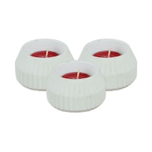 Mumluk Şamdan 3 Adet Tealight Uyumlu Çizgili Model - Beyaz