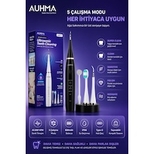 Ultrasonic Şarjlı Elektrikli Akıllı Diş Temizleme Cihazı Beyazlatıcı 5 Mod 3+1 Başlık, Ipx8 Su Geçirmez Siyah
