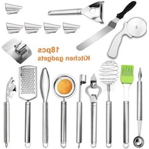18'i 1 Arada Mutfak Seti Paslanmaz Çelik Çırpma Teli Silikon Yağlık Pizza Kesici Diğer