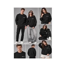 Hk Premium Sweatshirt Bisiklet Yaka Hk Premium Logolu Erkek Basic Siyah