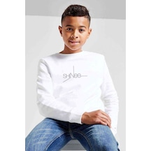 Tshirthane Shinee Logo Baskılı Unisex Çocuk Beyaz Sweatshirt Beyaz