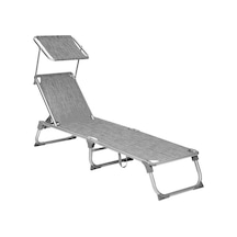 Songmics Gcb19tg Ayarlanabilir Ve Katlanabilir Gölgelikli Şezlong, 55x193x31 Cm, Gri Kırçıllı,