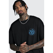 Unisex Siyah Oversize The Wawe Hunters Baskılı Örme T-shirt Siyah-66232