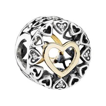 Nur Silver Gold Detay Kalpler Gümüş Charm Nur-bl00118