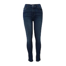 Kadın Yüksek Bel Dar Paça Skinny Fit Likralı Mavi Jean Pantolon Mavi