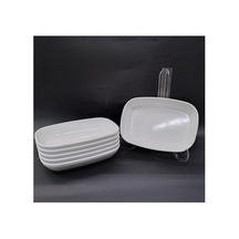 6 Adet Beyaz Melamin Kayık Tabak 17x12cm Ortaboy Salata Tabağı Günübirlik Hesaplı Oval Kare Servis Diğer
