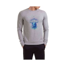 Bowling Topu Baskılı Gri Erkek Örme Sweatshirt (528428856)