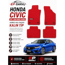 Honda Cıvıc 2017 2026 Uyumlu Kırmızı Halı Paspas Takımı Kalın Tip