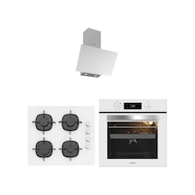 Silverline BO6502W02 - CS5335W01 - 3481 Beyaz Cam Ankastre Set