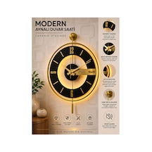 Pey Aksesuar Metal Camlı Duvar Saati 40x60 Cm Işıklı Gerçek Cam Duvar Saati Modern Tasarım Gold-şeffaf-siyah